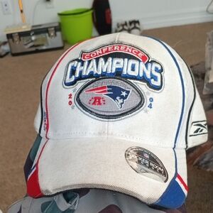 Patriots Conference Champions White Fan Cap with Red & Blue Accents